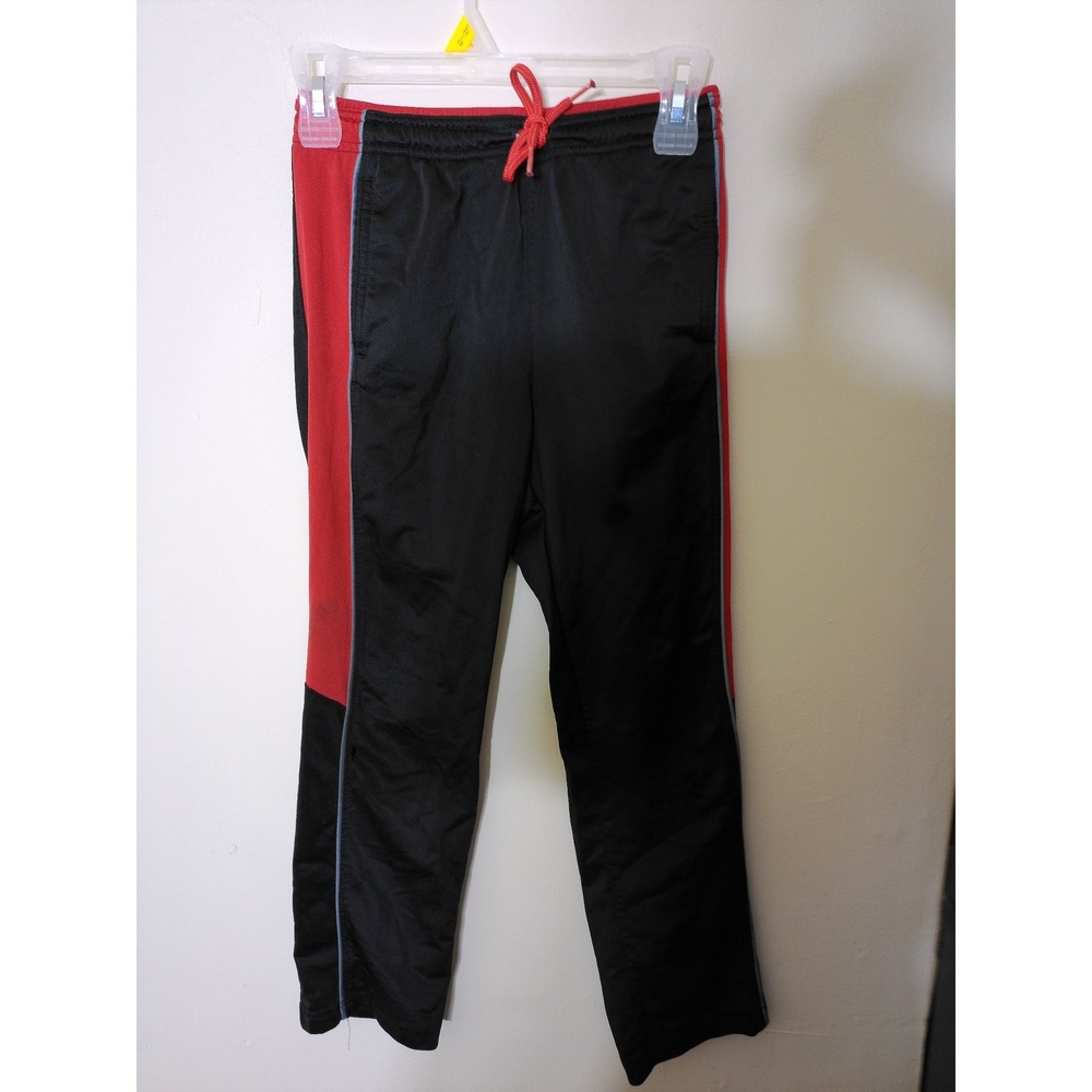 Athletic Works Track Pants Kids L 10-12 Black Red Sporty Reflective Joggers